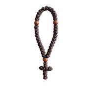 Abalorio para colgar en el coche, hecho a mano, con 33 nudos, ortodoxo, griego, Omboskoini, cuerda de oración, protección de bendición, cruz, Nailon Madera, turquesa