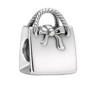 Abalorio para pulsera Pandora con texto en inglés «Love» y chapado en plata fina decorada con un bonito lazo, en caja de regalo, One Size, Metal, Sin piedra preciosa