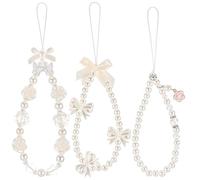 Abalorio para teléfono con cuentas y flores, corazón Y2K, cadena de muñeca, multiusos, bonito accesorio estético y elegante