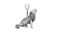 Abalorio para teléfono móvil con emblema de peltre inglés C18 Howling Wolf, cordón de 4 cm, empaquetado para regalo