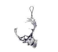 Abalorio para teléfono móvil, diseño de cabeza de ciervo en barbecho A63, con emblema de peltre inglés, cable de 4 cm, empaquetado para regalo