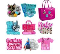 Abalorio para zapatos de enfermera para sandalias tipo zueco, portátil para 8 zapatos, decoración segura para bolsas de playa, accesorios extraíbles para bolsa de playa de viaje