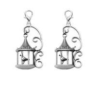Abalorio plateado para planificador de jaula de pájaros, recuerdos de boda para amantes de los pájaros, perfecto para cuaderno de viajero, tirador de cremallera, perfecto para collares, pulseras,