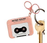 Abalorio retro para de casete, colgante de reproductor de música para recuerdos de fiesta, estudiantes, diseño compacto de llavero con mini grabadora de cinta, viajeros y vacaciones de