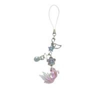 Abalorio vibrante hecho a mano con forma de estrella de pez y forma de teléfono, materiales acrílicos resistentes con diseños de longitud ajustable, tela/plumas
