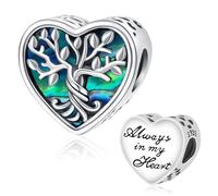 Abalorios Charms Colgantes de Plata de Ley 925 Árbol de la Vida Abalorios Charm Compatible con Pulsera Pandora y Europeo, Regalo para Mujeres y Niñas (Corazón Árbol de la Vida)