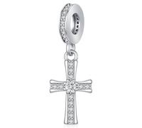 Abalorios Charms Cruz Colgante para Mujer, Abalorios de Plata de Ley 925 para Pandora, Compatible con Europeo Pulsera Collar, Charms de Para Mujer Niña
