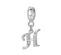 Abalorios Charms de Letra para Mujer Niña，925 Charms Cadena de 26 Alfabeto ，Circonita cúbica ，de cristal transparente compatible con pulseras Pandora（joyero）