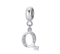 Abalorios Charms de Letra para Mujer Niña，925 Charms Cadena de 26 Alfabeto ，Circonita cúbica ，de cristal transparente compatible con pulseras Pandora（joyero）