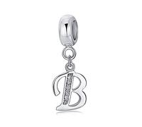 Abalorios Charms de Letra para Mujer Niña，925 Charms Cadena de 26 Alfabeto ，Circonita cúbica ，de cristal transparente compatible con pulseras Pandora（joyero）