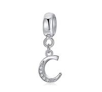 Abalorios Charms de Letra para Mujer Niña，925 Charms Cadena de 26 Alfabeto ，Circonita cúbica ，de cristal transparente compatible con pulseras Pandora（joyero）