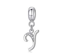 Abalorios Charms de Letra para Mujer Niña，925 Charms Cadena de 26 Alfabeto ，Circonita cúbica ，de cristal transparente compatible con pulseras Pandora（joyero）