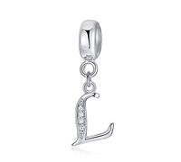 Abalorios Charms de Letra para Mujer Niña，925 Charms Cadena de 26 Alfabeto ，Circonita cúbica ，de cristal transparente compatible con pulseras Pandora（joyero）