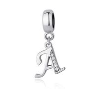 Abalorios Charms de Letra para Mujer Niña，925 Charms Cadena de 26 Alfabeto ，Circonita cúbica ，de cristal transparente compatible con pulseras Pandora（joyero）
