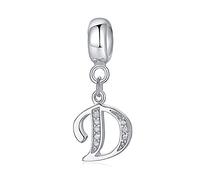 Abalorios Charms de Letra para Mujer Niña，925 Charms Cadena de 26 Alfabeto ，Circonita cúbica ，de cristal transparente compatible con pulseras Pandora（joyero）
