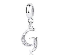 Abalorios Charms de Letra para Mujer Niña，925 Charms Cadena de 26 Alfabeto ，Circonita cúbica ，de cristal transparente compatible con pulseras Pandora（joyero）