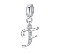 Abalorios Charms de Letra para Mujer Niña，925 Charms Cadena de 26 Alfabeto ，Circonita cúbica ，de cristal transparente compatible con pulseras Pandora（joyero）