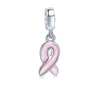 Abalorios Colgantes Con Lazo Rosa Radiante Y Esperanza De Sobrevivir Al Cáncer De Mama - Plata De Ley .925 Auténtica - Compatible Con Pulseras Europeas - Joyería De Inspiración Para La Mujer