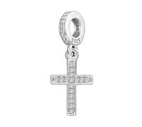 Abalorios Cruz Pandora Plata de Ley 925 Pandora Cross Charm compatible para Pulseras Cristiano Cuentas Navidad Día de la Madre de Regalo para Mujer Hombre