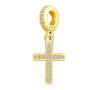 Abalorios Cruz Pandora Plata de Ley 925 Pandora Oro Cross Charm compatible para Pulseras Cristiano Cuentas Navidad Día de la Madre de Regalo para Mujer Hombre