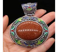 Abalorios de ágata de cristal de piedra Natural, colgante elíptico de concha de abulón bohemio para fabricación de joyería, collar DIY,Piedra de arena dorada