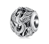 Abalorios de Criaturas Oceánicas Plata de Ley 925 Colores Cristal de Murano Ondulado Abalorio para Pulsera Pandora Tortuga Delfín Sirena Concha Marina Cuentas, 12mm, Zirconia cúbica, Circonita cúbica