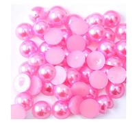 Abalorios de perlas acrílicas sueltos, Paquete de 500 cuentas perla plana imitación acrílica semicirculares, multicolor, 5 mm, for manualidades joyería DIY(Deep Pink)
