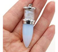 Abalorios de piedras preciosas naturales, colgante de cuarzo rosa con péndulo de grava para fabricación de joyas, collar DIY,Ópalo