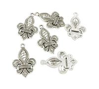 Abalorios de plata envejecida para bisutería, manualidades, manualidades, manualidades, abalorios, flor de lis, lirio iris, E0DI9Q, Metal, No es una piedra preciosa