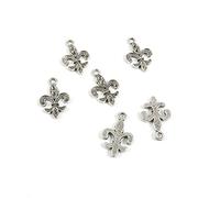 Abalorios de plata envejecida, para manualidades y manualidades S3WE3A, diseño de flor de lis, lirio Plata envejecida.