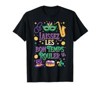 Abalorios Laissez Les Bon Temps Rouler Mardi Gras con Forma de Flor de lis Camiseta