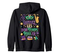 Abalorios Laissez Les Bon Temps Rouler Mardi Gras con Forma de Flor de lis Sudadera con Capucha