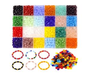 Abalorios para Hacer Pulseras Cuentas de Vidrio Cuentas de Abalorios 6x3mm | Cristal para Pulseras Bolitas Pulsera Kit de Pulseras Bolas para DIY Pulseras Collares Bisutería Adulto Niñas 1440Pcs