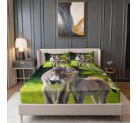 ábana Bajera Ajustable 150x200 cm, diseño Hierba Burro y Hojas para niños y niñas, de Microfibra Suave Adecuada para colchones de hasta 30 cm de Altura, Verde