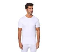 Abanderado Camiseta térmica de manga corta y cuello redondo Algodón de invierno Hombre x1, Blanco, XL