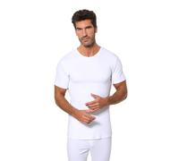 Abanderado Camiseta térmica de manga corta y cuello redondo Algodón de invierno Hombre x1, Blanco, XL