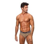 Abanderado Slip Cerrado Técnico Cintura Extra Suave Hombre x1, Marrón (Kaki Rayas), 52
