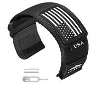 Abanen Correa de nailon táctica resistente para Garmin Instinct/Instinct 2 Solar, correa deportiva de 22 mm con bandera de estrellas y rayas para Instinct Tactical/Tide/Esports/Instinct Solar (negro)