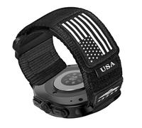 Abanen Correa de nailon táctica resistente para Samsung Galaxy Watch Ultra de 47 mm, correa deportiva con bandera de estrellas y rayas para Galaxy Watch Ultra (negro)