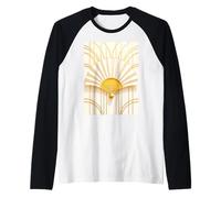 Abanico Beige y Dorado en Elegante Estilo Art Deco Retro de los años 20 Camiseta Manga Raglan
