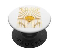 Abanico Beige y Dorado en Elegante Estilo Art Deco Retro de los años 20 PopSockets PopGrip Adhesivo