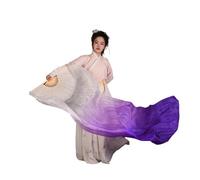 Abanico De Baile De Plumas Mujer vientre danza seda bambú largo ventilador velos accesorios abdominales danza adoración alabanza pastel colores bandera serpentina adultos(Pink,230cm(90 Inch))