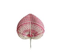 Abanico de bambú tejido a mano, Heart Shaped Straw Bamboo Woven Fan Multicolor Summer Cooler Home Decor Pendants(Color 1)