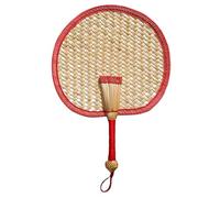 Abanico de bambú tejido a mano, Heart Shaped Straw Bamboo Woven Fan Multicolor Summer Cooler Home Decor Pendants(Color 13)