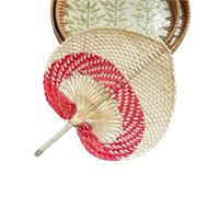 Abanico de bambú tejido a mano, Heart Shaped Straw Bamboo Woven Fan Multicolor Summer Cooler Home Decor Pendants(Color 11)