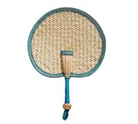 Abanico de bambú tejido a mano, Heart Shaped Straw Bamboo Woven Fan Multicolor Summer Cooler Home Decor Pendants(Color 5)