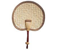Abanico de bambú tejido a mano, Heart Shaped Straw Bamboo Woven Fan Multicolor Summer Cooler Home Decor Pendants(Color 17)