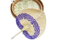 Abanico de bambú tejido a mano, Heart Shaped Straw Bamboo Woven Fan Multicolor Summer Cooler Home Decor Pendants(Color 8)