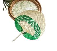 Abanico de bambú tejido a mano, Heart Shaped Straw Bamboo Woven Fan Multicolor Summer Cooler Home Decor Pendants(Color 9)