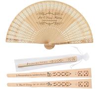 Abanico de Boda Personalizados, Abanicos Boda para Invitados Abanicos de Madera Personalizados con Nombre Grabado, Abanico para Bodas Eventos y Decoración Bautizo (50)